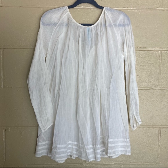 FREE PEOPLE Coastal Boho Beachy Embroidered Tunic Top Cover Up Gauze Sz S P - Picture 2 of 10